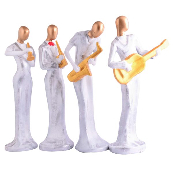 Modern metal musician golden white statue Resin figurine Contemporary art Music decor Metal sculpture, Modern home decor, Musician gift - Image 3