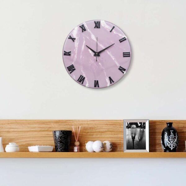 Exquisite Wooden Handmade Wall Clock Pink With White  Printed Acrylic Wall Clock for Home & Office Decorative Big Size Clock (16 Inch) - Image 3