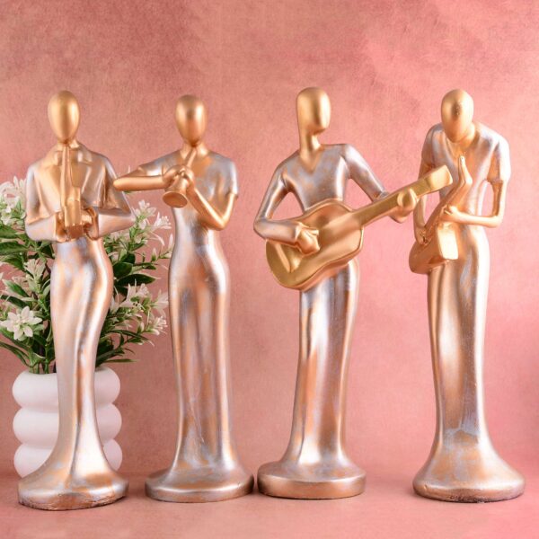 Modern metal musician golden statue Resin figurine Contemporary art Music decor Metal sculpture, Modern home decor, Musician gift