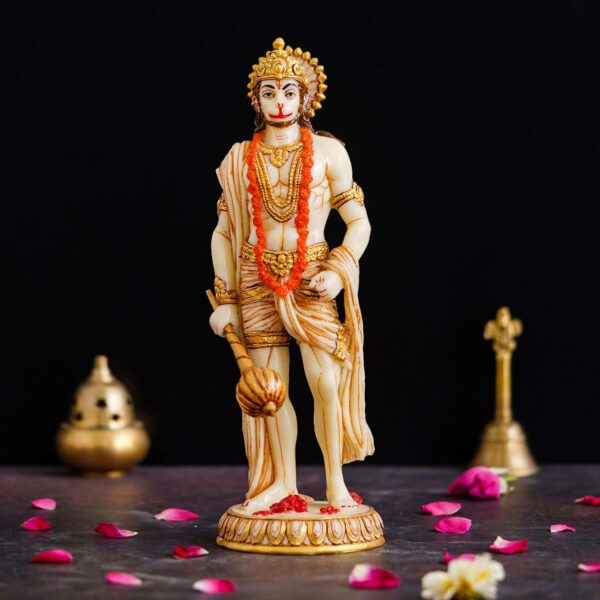 Marble Standing Hanuman Ji murti for Pooja Room Standing Hindu Lord Hanuman Statue for Home Temple Hotel Pooja Bajrangbali Idol Bala ji Murti Best for Gift