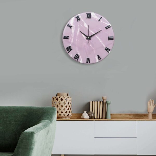 Exquisite Wooden Handmade Wall Clock Pink With White  Printed Acrylic Wall Clock for Home & Office Decorative Big Size Clock (16 Inch) - Image 2